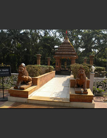 Corporate entrance stone sculpture featuring symbolic elements representing unity and strength