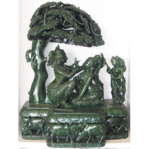 Exquisite green stone sculpture showcasing traditional Odisha craftsmanship